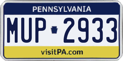 PA license plate MUP2933