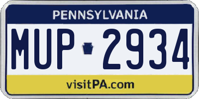 PA license plate MUP2934