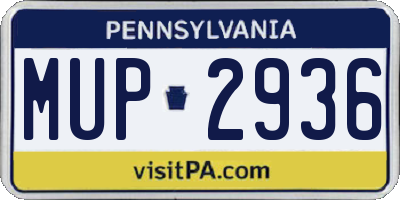 PA license plate MUP2936