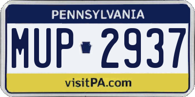 PA license plate MUP2937