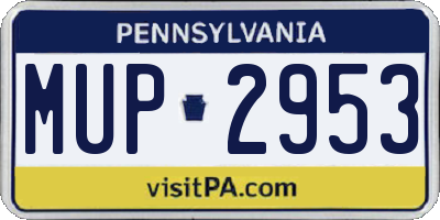 PA license plate MUP2953