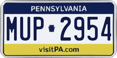 PA license plate MUP2954