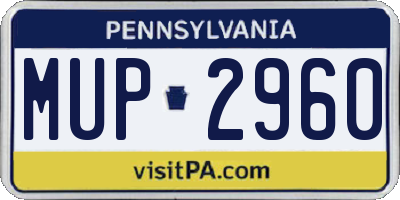 PA license plate MUP2960