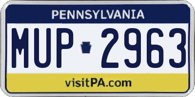 PA license plate MUP2963