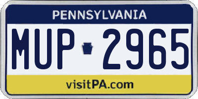 PA license plate MUP2965