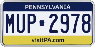 PA license plate MUP2978