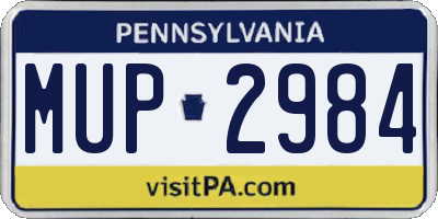 PA license plate MUP2984