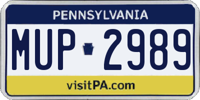 PA license plate MUP2989