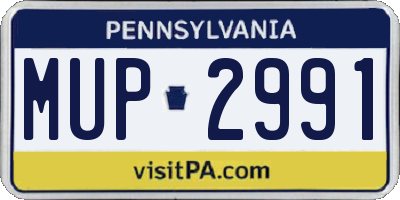 PA license plate MUP2991