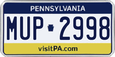 PA license plate MUP2998
