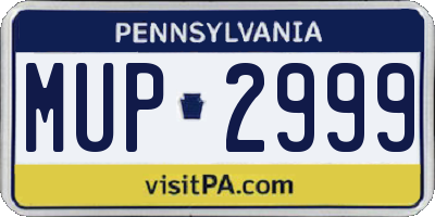 PA license plate MUP2999