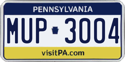PA license plate MUP3004