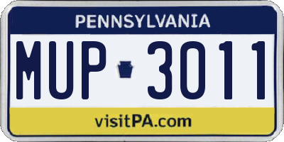 PA license plate MUP3011