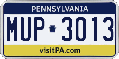 PA license plate MUP3013