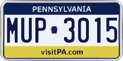 PA license plate MUP3015