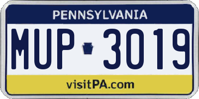 PA license plate MUP3019
