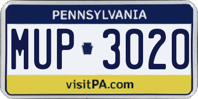 PA license plate MUP3020
