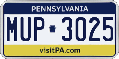 PA license plate MUP3025