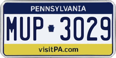 PA license plate MUP3029
