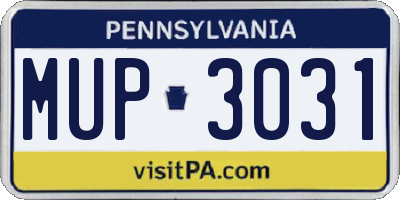 PA license plate MUP3031