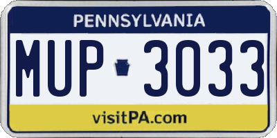PA license plate MUP3033