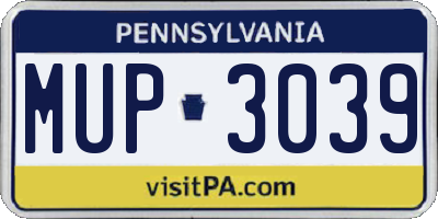 PA license plate MUP3039