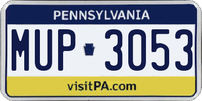 PA license plate MUP3053