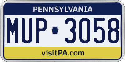 PA license plate MUP3058