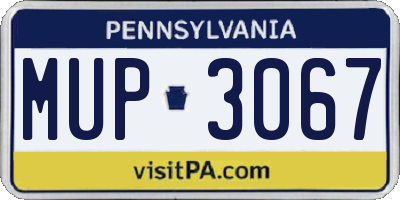 PA license plate MUP3067