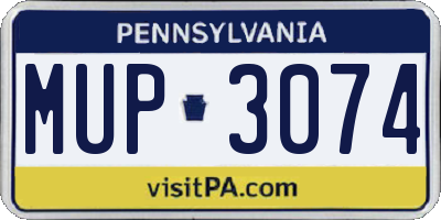 PA license plate MUP3074