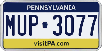 PA license plate MUP3077