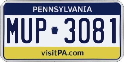 PA license plate MUP3081