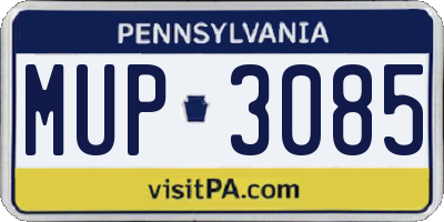 PA license plate MUP3085