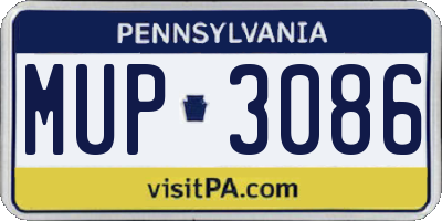 PA license plate MUP3086