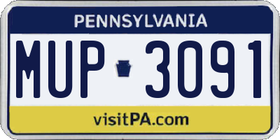 PA license plate MUP3091