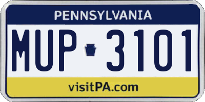 PA license plate MUP3101