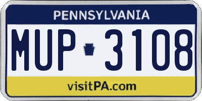 PA license plate MUP3108