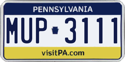 PA license plate MUP3111