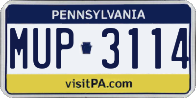 PA license plate MUP3114