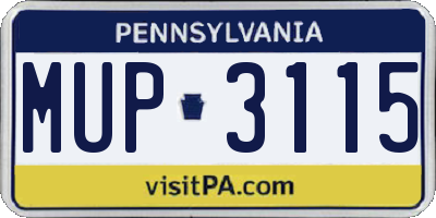 PA license plate MUP3115