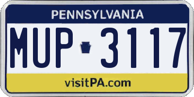 PA license plate MUP3117