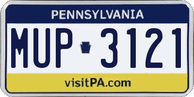 PA license plate MUP3121