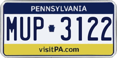 PA license plate MUP3122