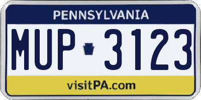 PA license plate MUP3123