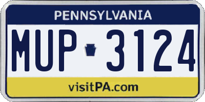 PA license plate MUP3124