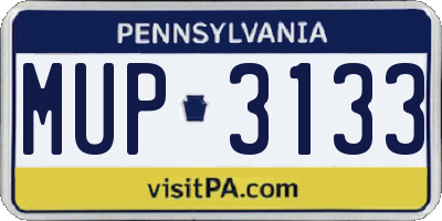 PA license plate MUP3133