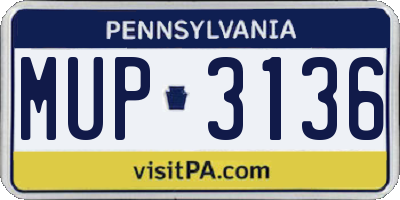 PA license plate MUP3136