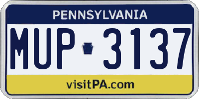 PA license plate MUP3137
