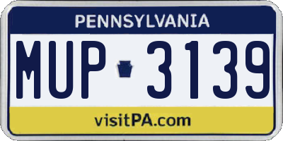 PA license plate MUP3139