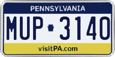PA license plate MUP3140